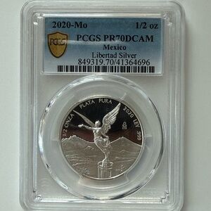 2020-Mo Mexico Silver Libertad 1/2 oz PCGS PR70 DCAM Proof
